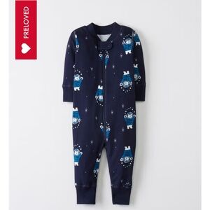 Hanna Andersson zip up pajamas polar bear 12-18 months